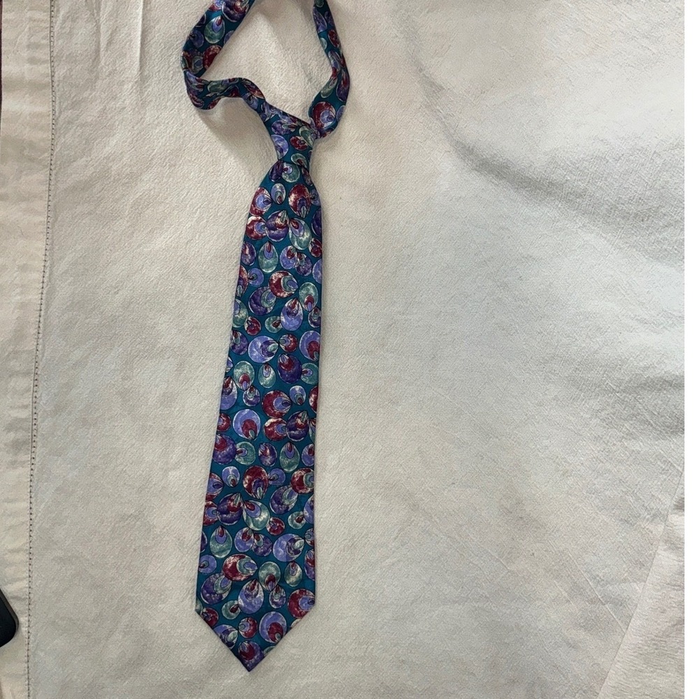 Angelo Litrico Mens‎ Silk Tie Teal/Burgundy Geometric Silk Necktie